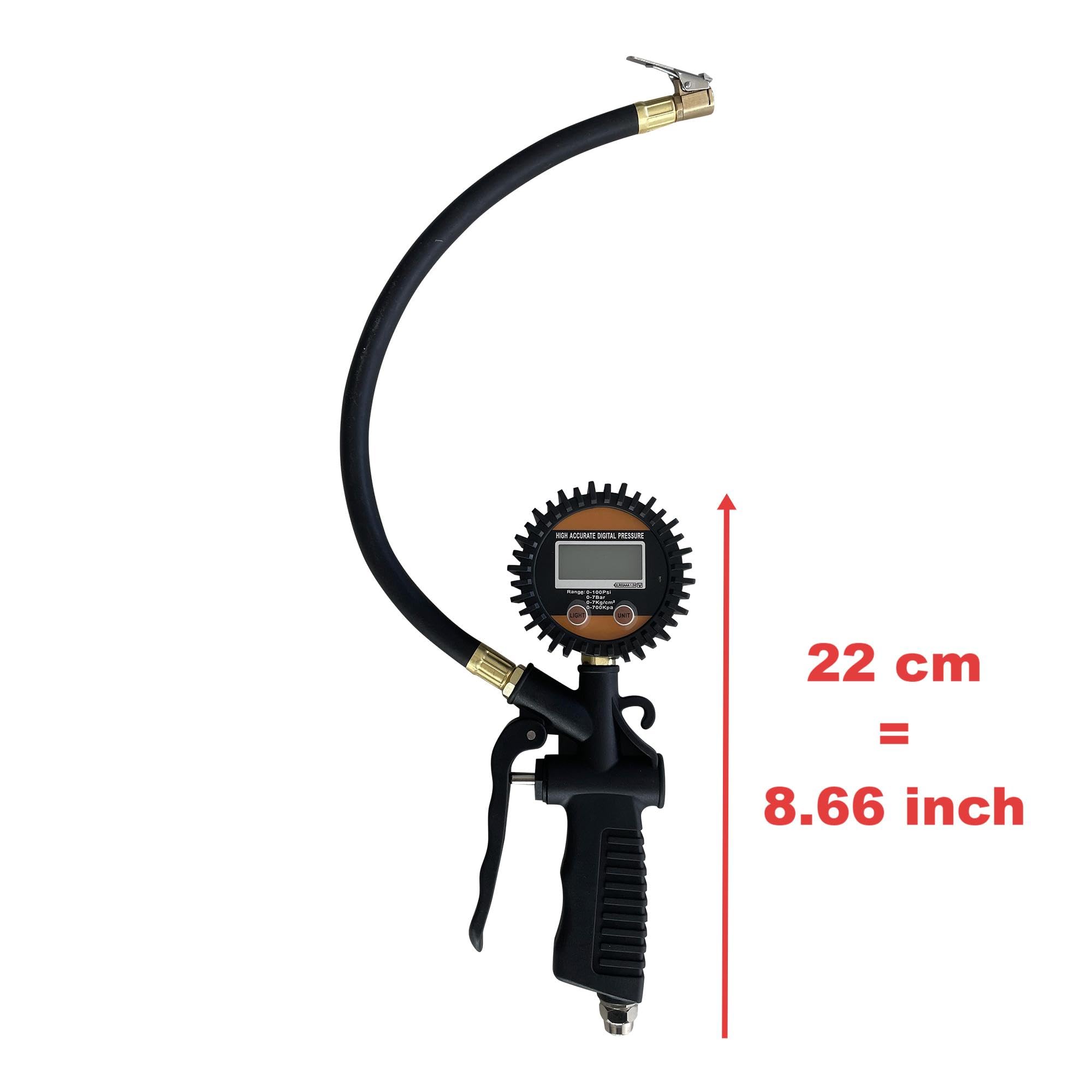 Manomètre numérique de Pression des pneus avec gonfleur intégré, 3-250 PSI, Accessoire