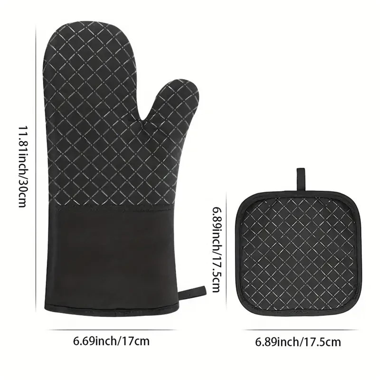 MRKU Backhandschuhe, Ofenhandschuhe, hitzebeständig, Silikon-Topflappen-Set, rutschfest, hitzebeständige Küchenisoliermatte