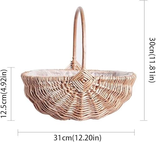 Miniatura 4 de Cesta tejida, cesta de flores tejida de ratón, cesta de flores de boda, cesta de mano, organizador de almacenamiento de alimentos de cocina, L