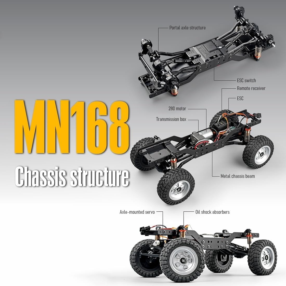 Amazon.co.jp: MN-168 1/12 RCクローラー、2.4G RC 4WDオフロードカー