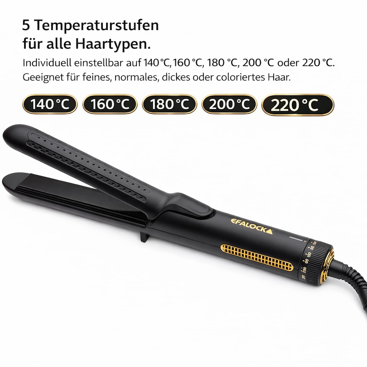 Rotschopf24 Efalock STYLAIR LONG Glätteisen Airflow Keramik + Tasche