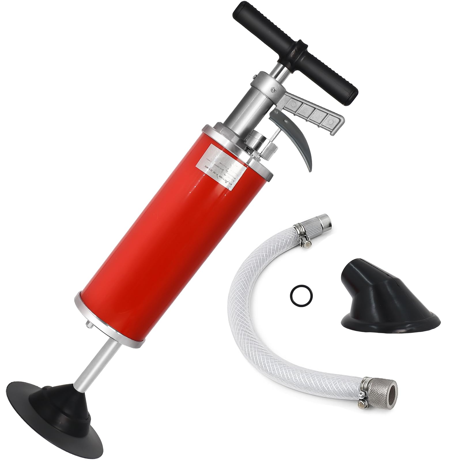 Pompa per la Pulizia dei Tubi, Pompa di Scarico con 2 Pratici Adattatori in Gomma, Pompa per Tubi ad Alta Pressione per Scarichi Intasati in Cucina, Lavandino e WC