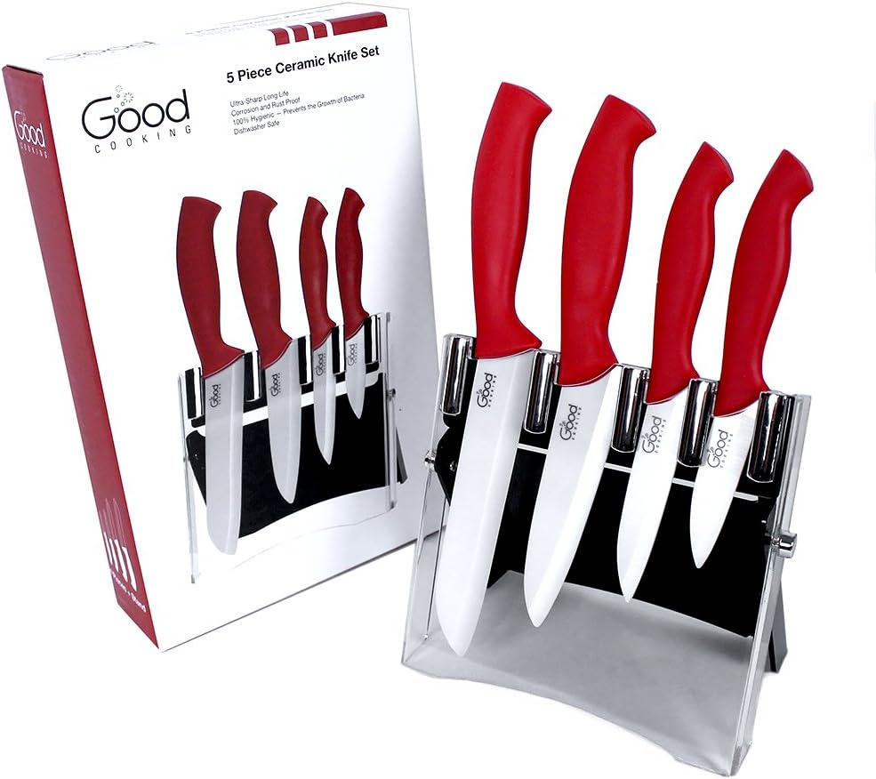Ceramic Knife Set w/ Stand 5 pc Set with 4 Different