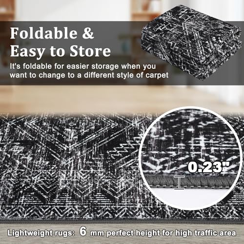 COZYLOOM Washable Runner Rug 2x6 Rug Runner Modern Rug Non Slip Kitchen Rugs Geometric Indoor Entryway Rug Soft Bath Mat Stain Resistant Carpet for Bedroom Hallway Laundry Nursery 2'x6' Taupe