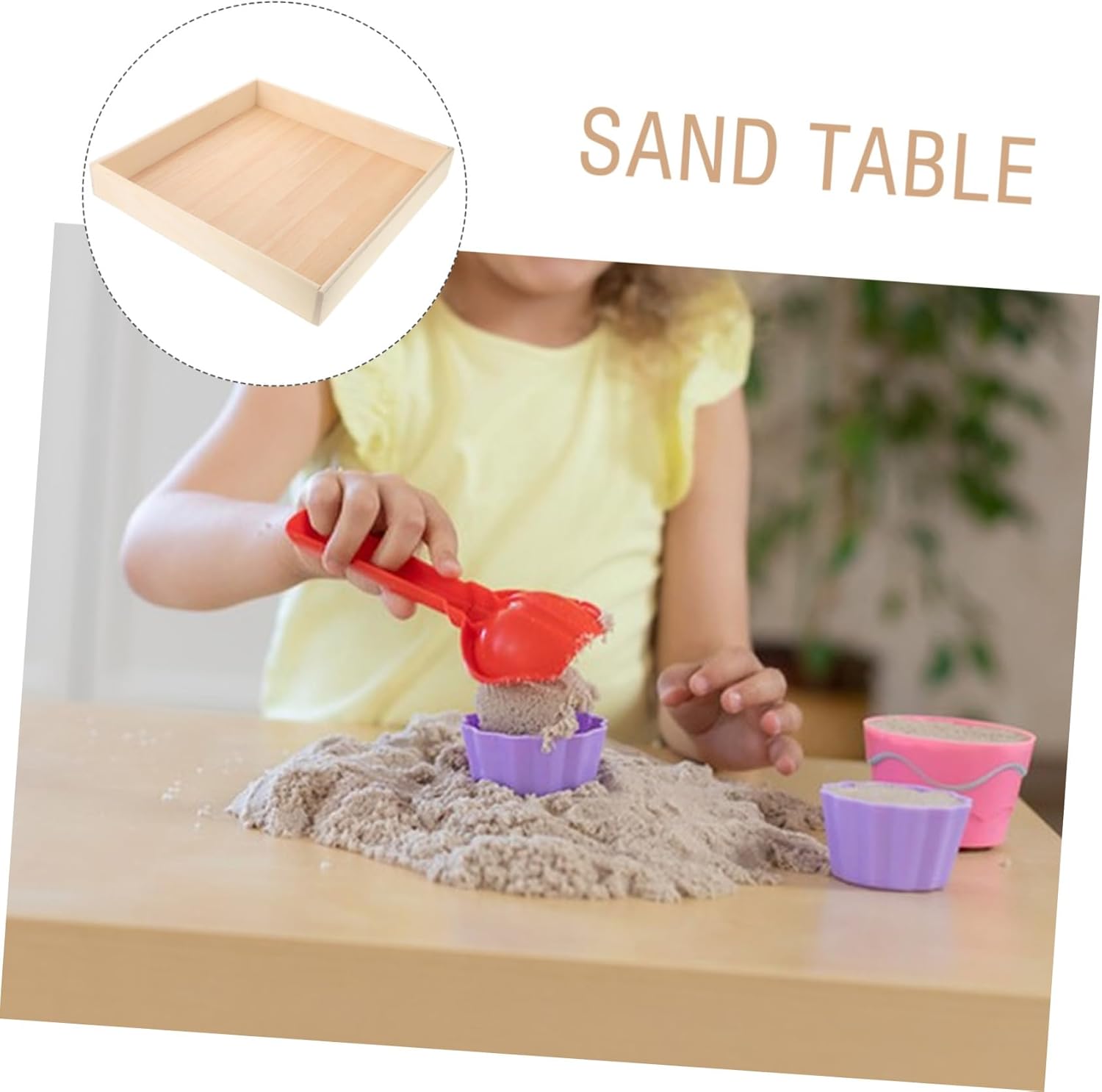 Garneck Boys and Girls Sand Tray Sandbox Compact Wooden Design for Fun Playtime Activities Safe for Boy Girl for Engaging