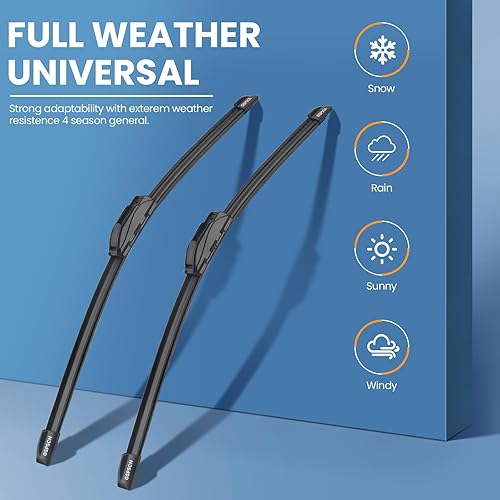 Miniatura 9 de GSPSCN Limpiaparabrisas de repuesto prémium de 22 + 20 pulgadas con calidad de equipo original, silencioso, duradero, estable, de alto rendimiento