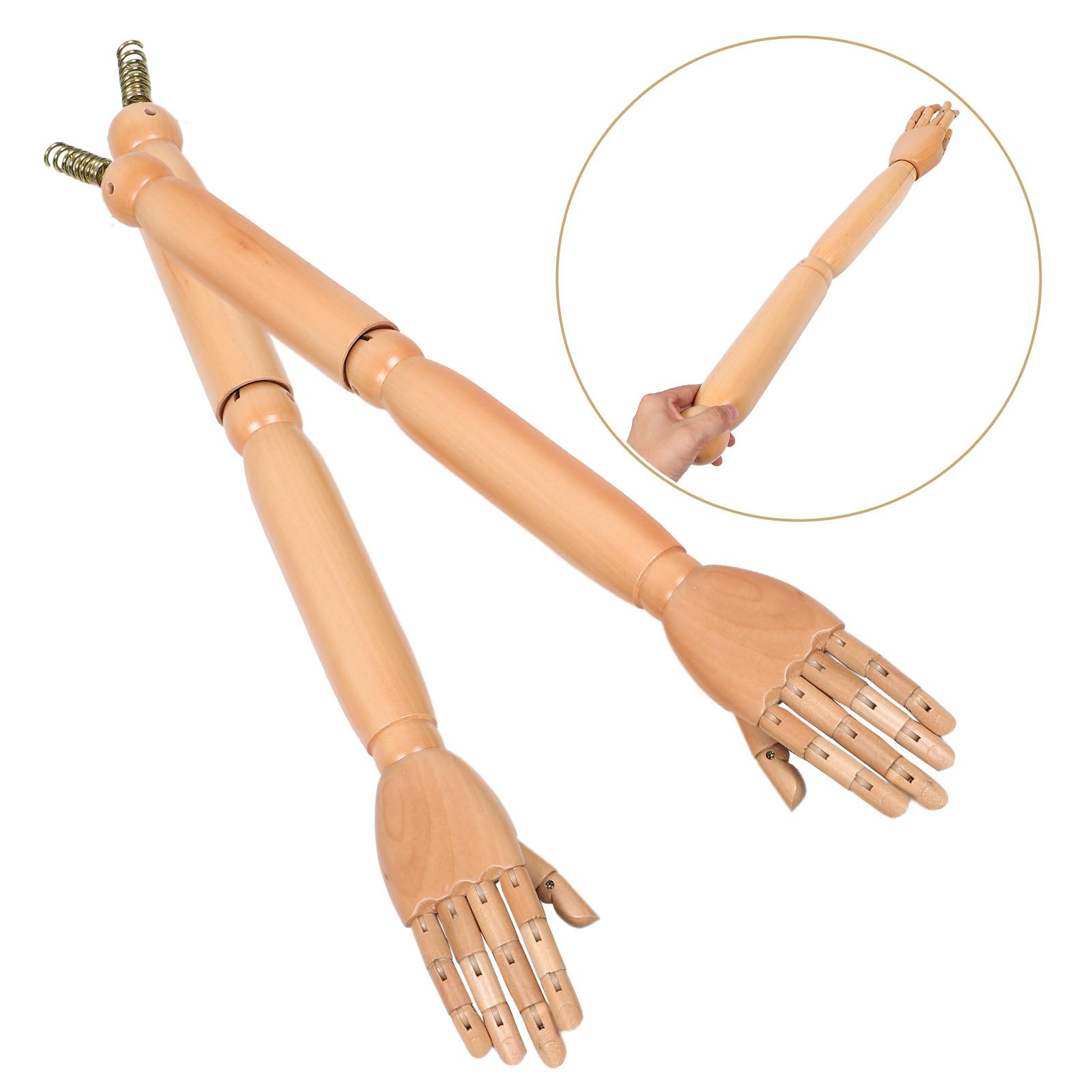 Healvian Bras de Mannequin en Bois Articulé avec Articulations Mobiles Modèle Réaliste Flexible en Bois Naturel Accessoire Polyvalent pour Marionnette Présentation Artistique et