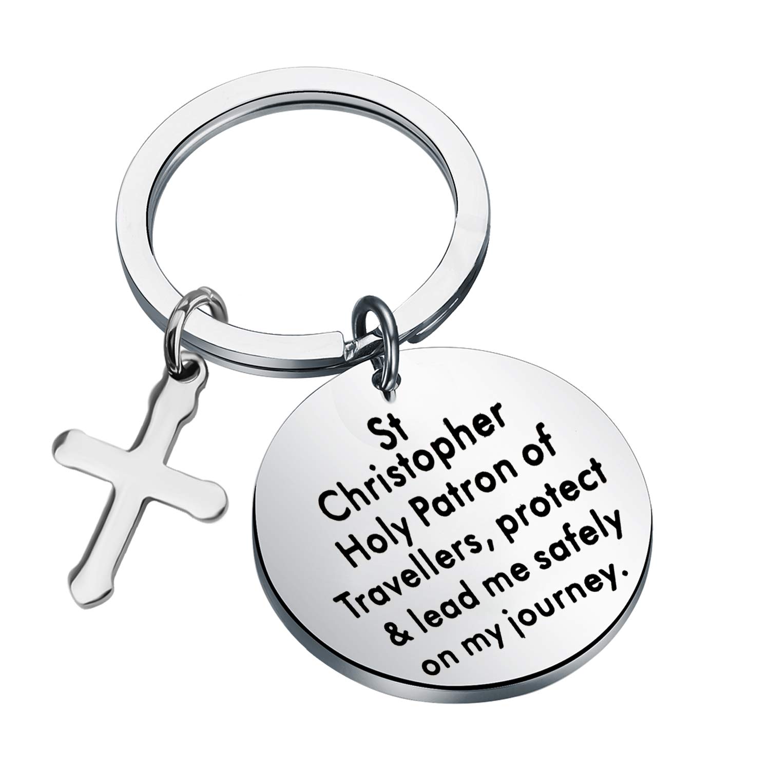 bobauna St Christopher Traveller Keychain Religious Safe Travel Gift