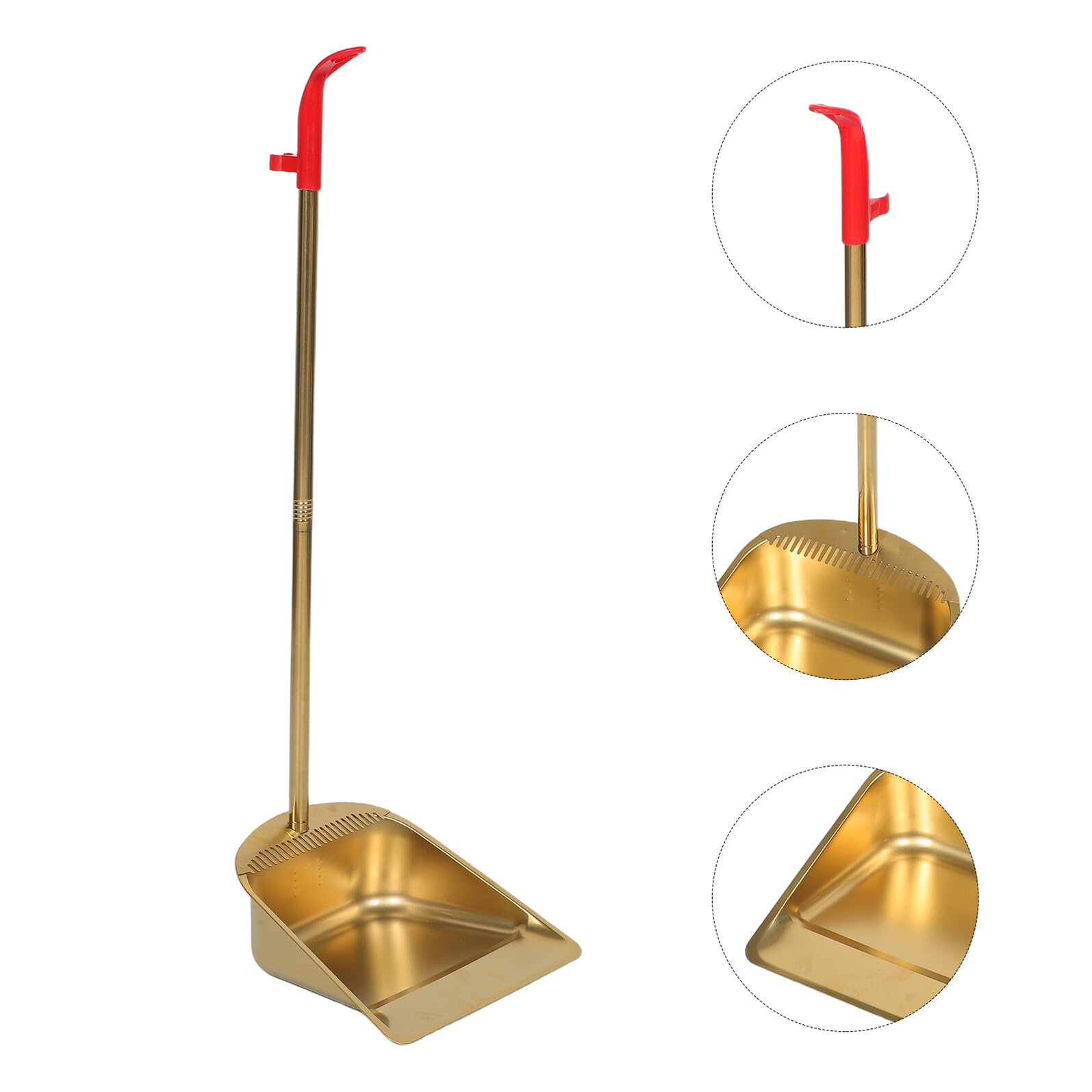 Cabilock Polvo de Acero Inoxidable Paleta de Piso con Borde Dentado Recogedor Metálico de Boca Ancha Función Autoportante para Limpieza de Pisos Baldosa Oficina