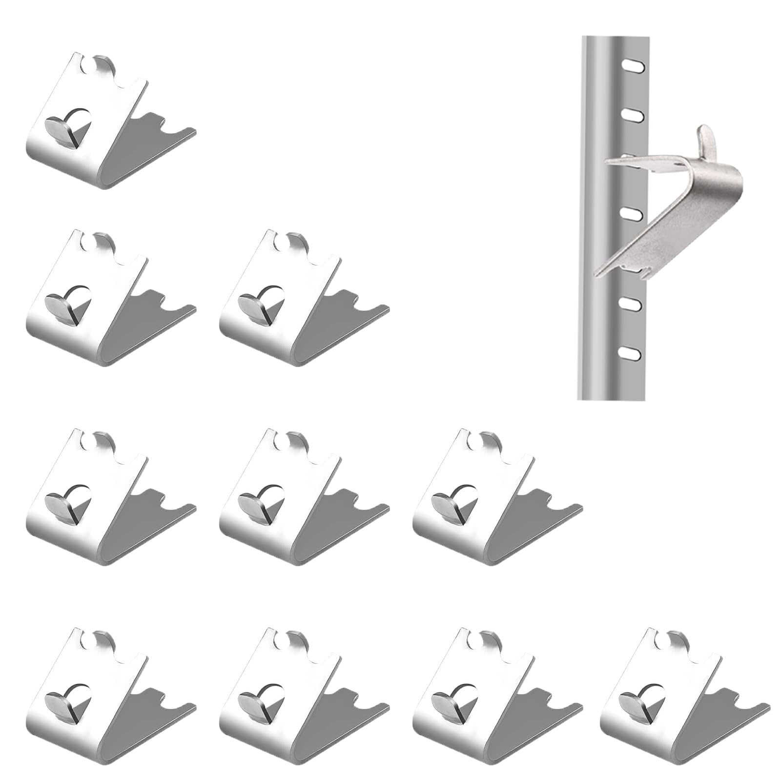 Photo 1 of 10 Pack 920158 Freezer Shelf Clip, Stainless Steel Fridge Cooler Shelf Support Clips, Refrigerator Refrigerated Shelf Replacement Clip Brackets, Curved Fridge Buckles Clips, Metal Shelf Clips