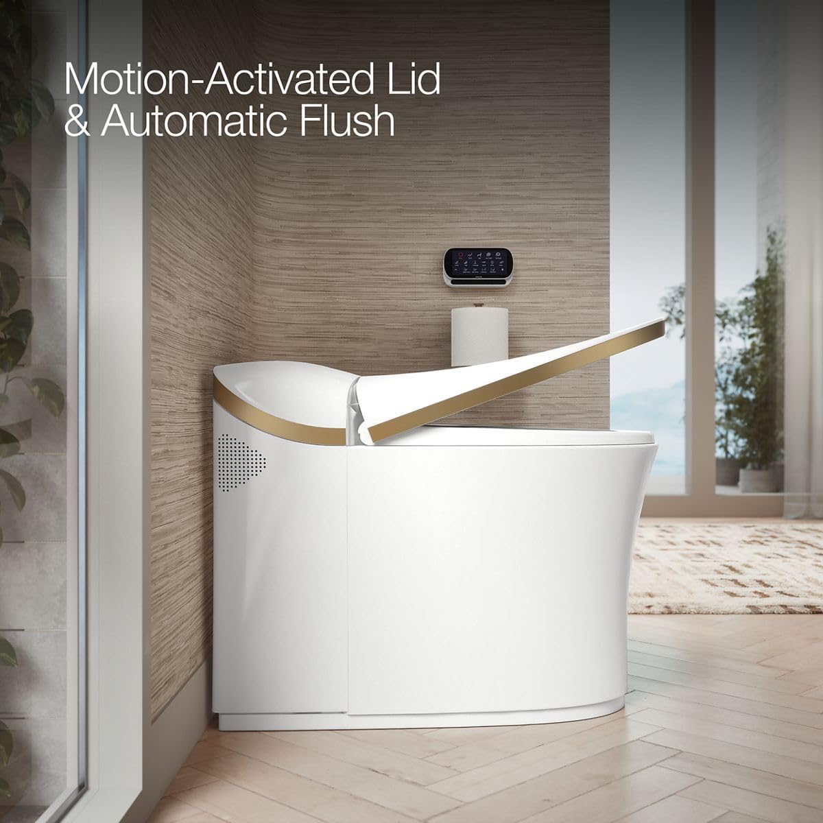 KOHLER K-77795 -2MB Eir Comfort Height One-Piece Elongated, Dual-Flush, Smart Toilet with Bidet Built In, Vibrant Brushed Moderne Brass