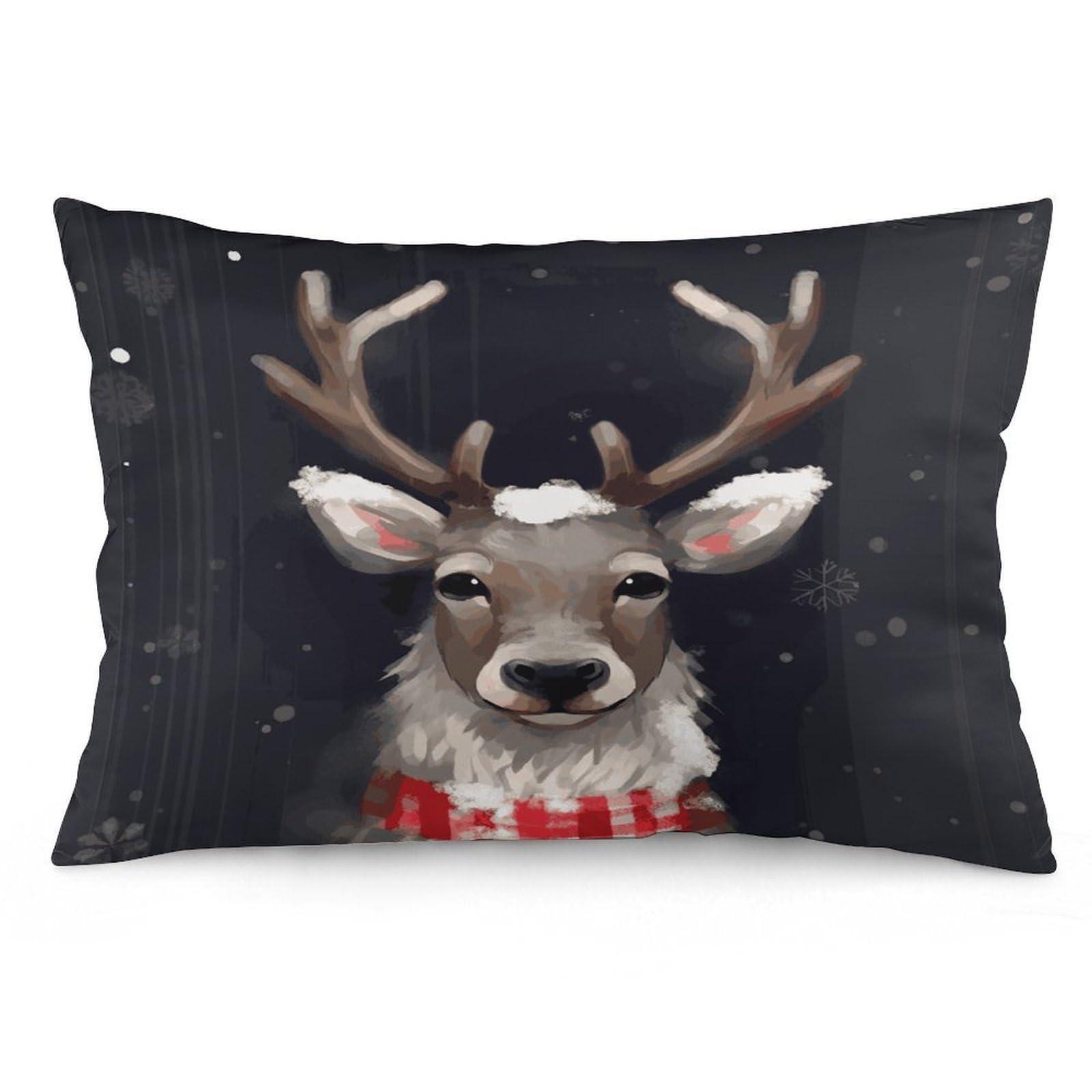 Reindeer Throw Pillow Covers with Silent Zipper Polyester Pillow Protectors Removable Pillow Cases Soft Pillowcase Cozy Pillow Sham Cushion Cover for Sofa Car Bed 20"x30"
