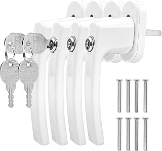 Avesteir 4 Stück fenstergriffe abschliessbar, fenstersicherung kinder, abschliessbarer fenstergriff mit je 2 Schlüsseln, balkontür schloss, fensterschloss Zur Befestigung von Fenstern, Balkontüren