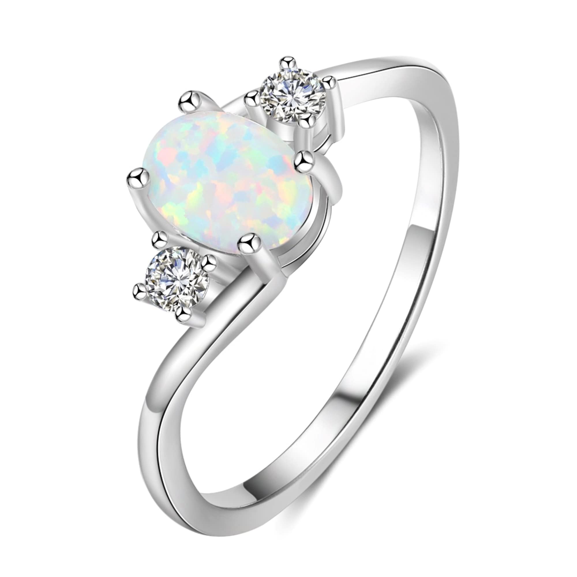 Bague opale blanche argent 925 cadeau idéal pour elle - 6