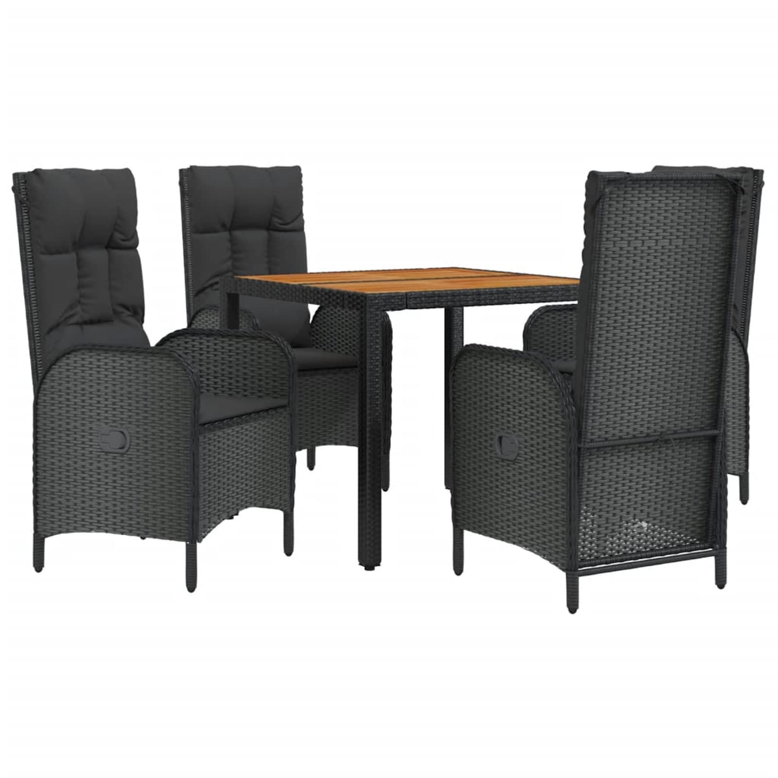 3185069 Set da Pranzo da Giardino 5 pz Nero con Cuscini in Polyrattan Testata in Legno,Testata Letto Matrimoniale Muebles Dormitorio Spalliera Letto Testiere per Letto Matrimoniale