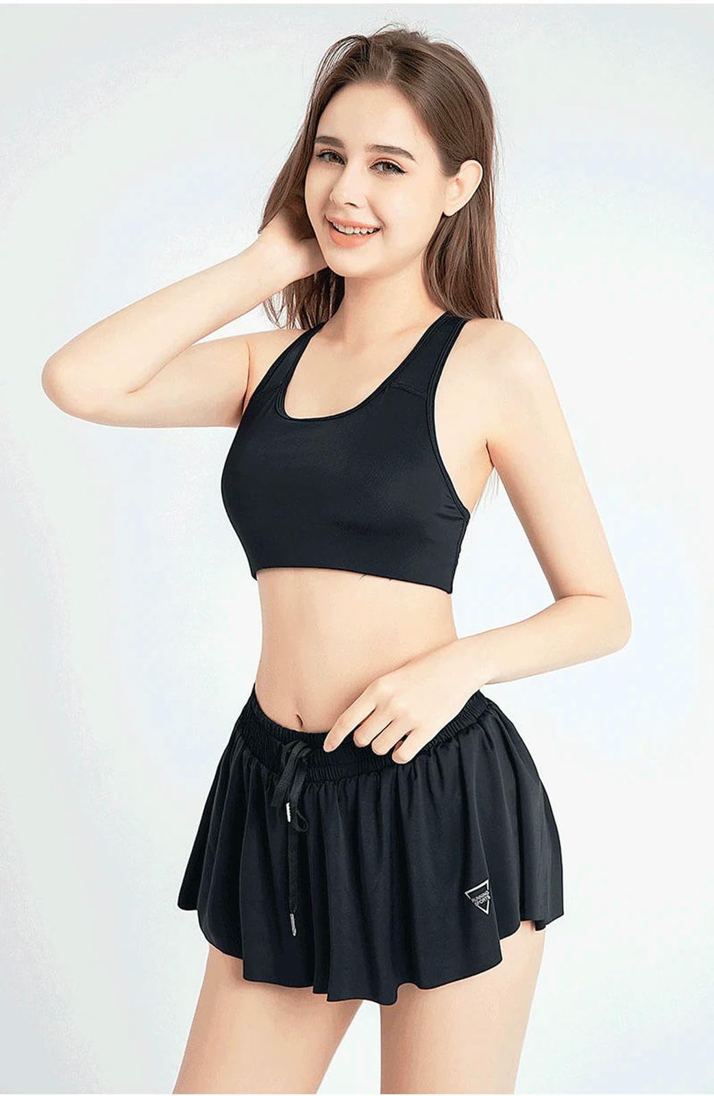 Short de Yoga Haute Taille Femmes Shorts Jupes Hautes Taies Respirant Sécurité D'été Pantalons Femme Sportives Gym Yoga-Kaki-l