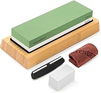 KEENBESTSHARPENINGTOOLs 1000/6000 Grit Whetstone Knife Sharpener Kit - Dual-Side Water Stone with Angle Guide, Anti-Slip Base & User Guide