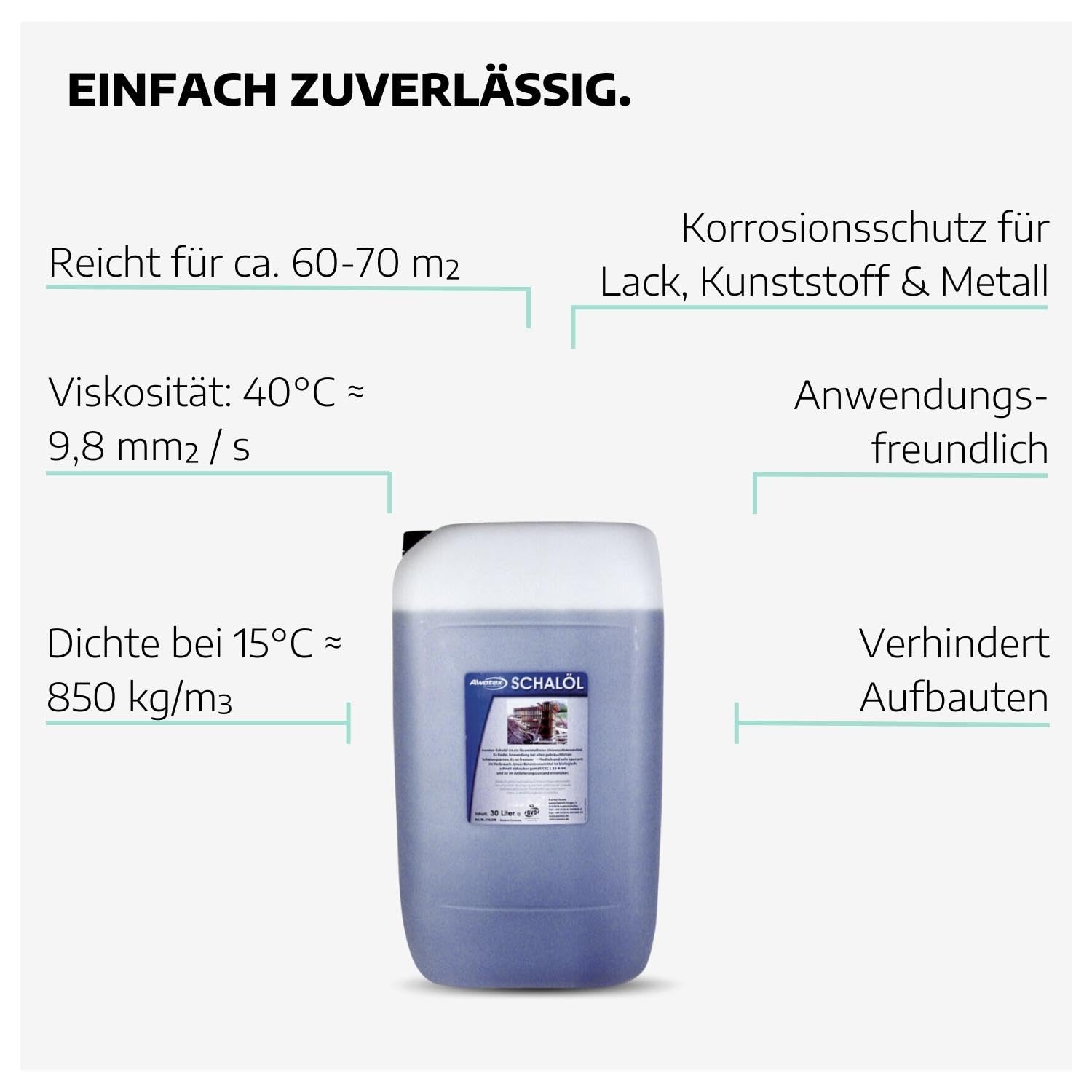 Schalöl 30 Liter - Trennmittel für Beton und Asphalt - Schutz für Baumaschinen - Spezial-Trennmittel für alle Schalungsformen