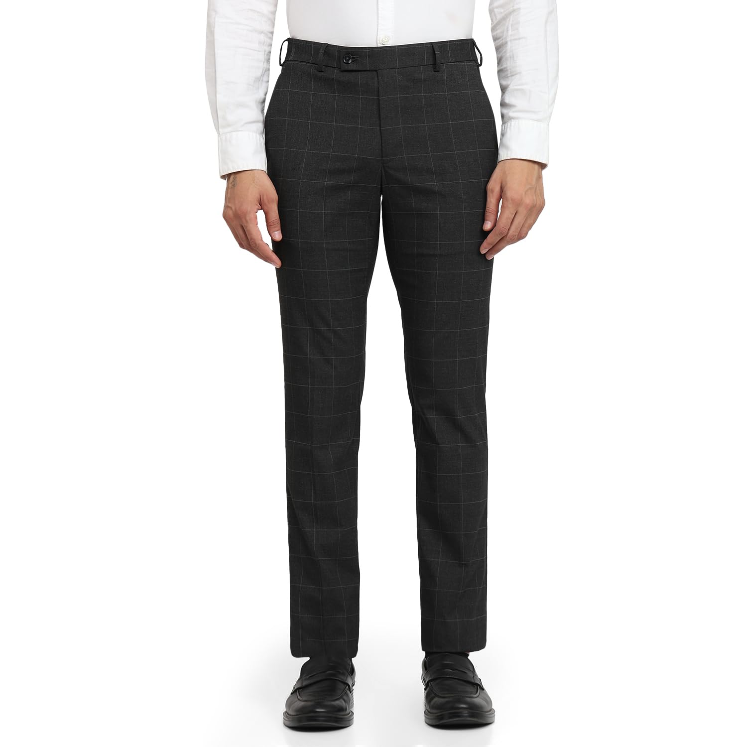 raymond Men Slim Fit Checks Pattern Polyester Blend Flat Front Formal Trouser-picture-30