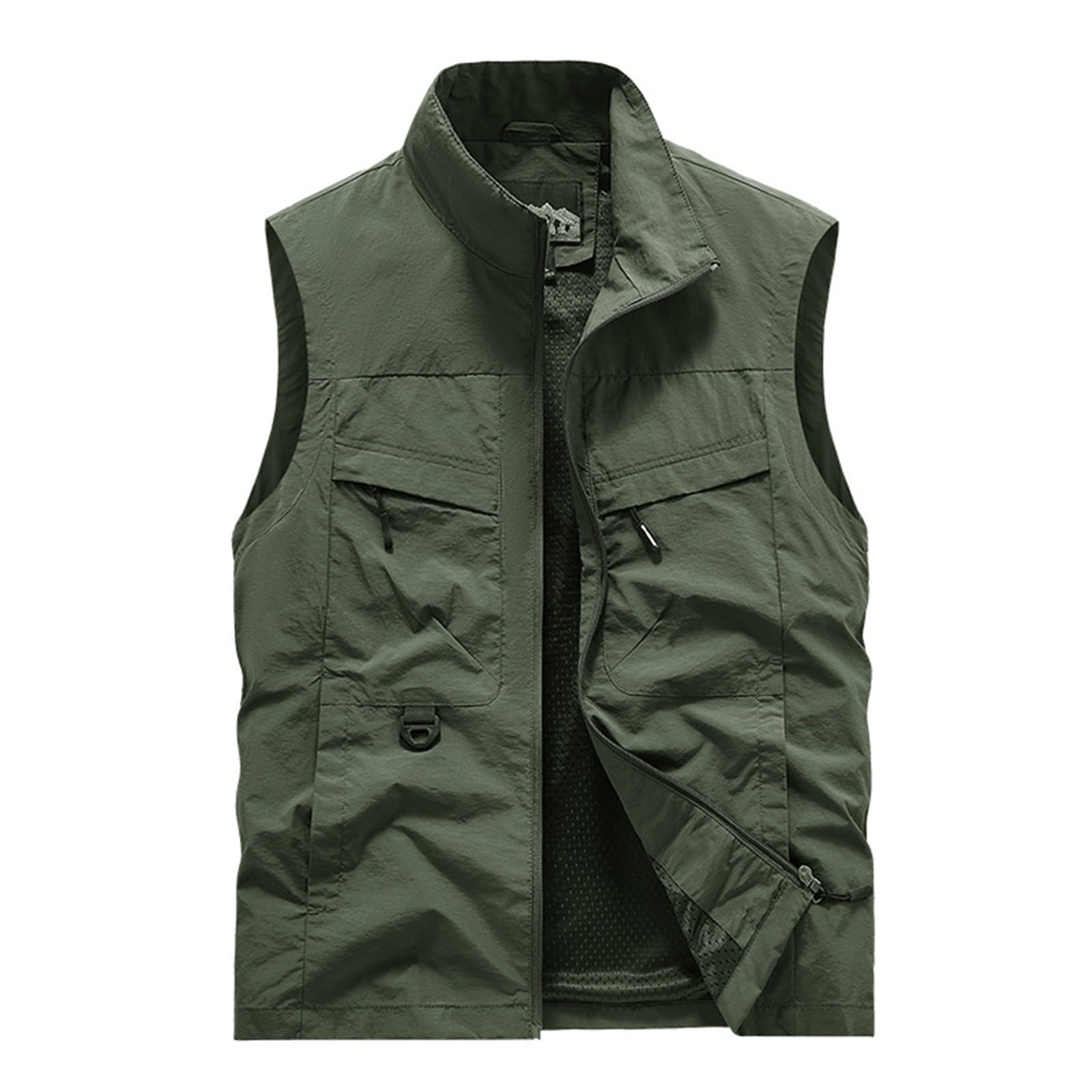 Gilet Herren Outdoor, Anglerweste Herren Leicht, Mantelweste Bequeme | Große Größen Winterweste Mit Vielen Taschen Outdoorwesten Mit Reißverschluss Ärmellos Jacke Loose Arbeitsweste
