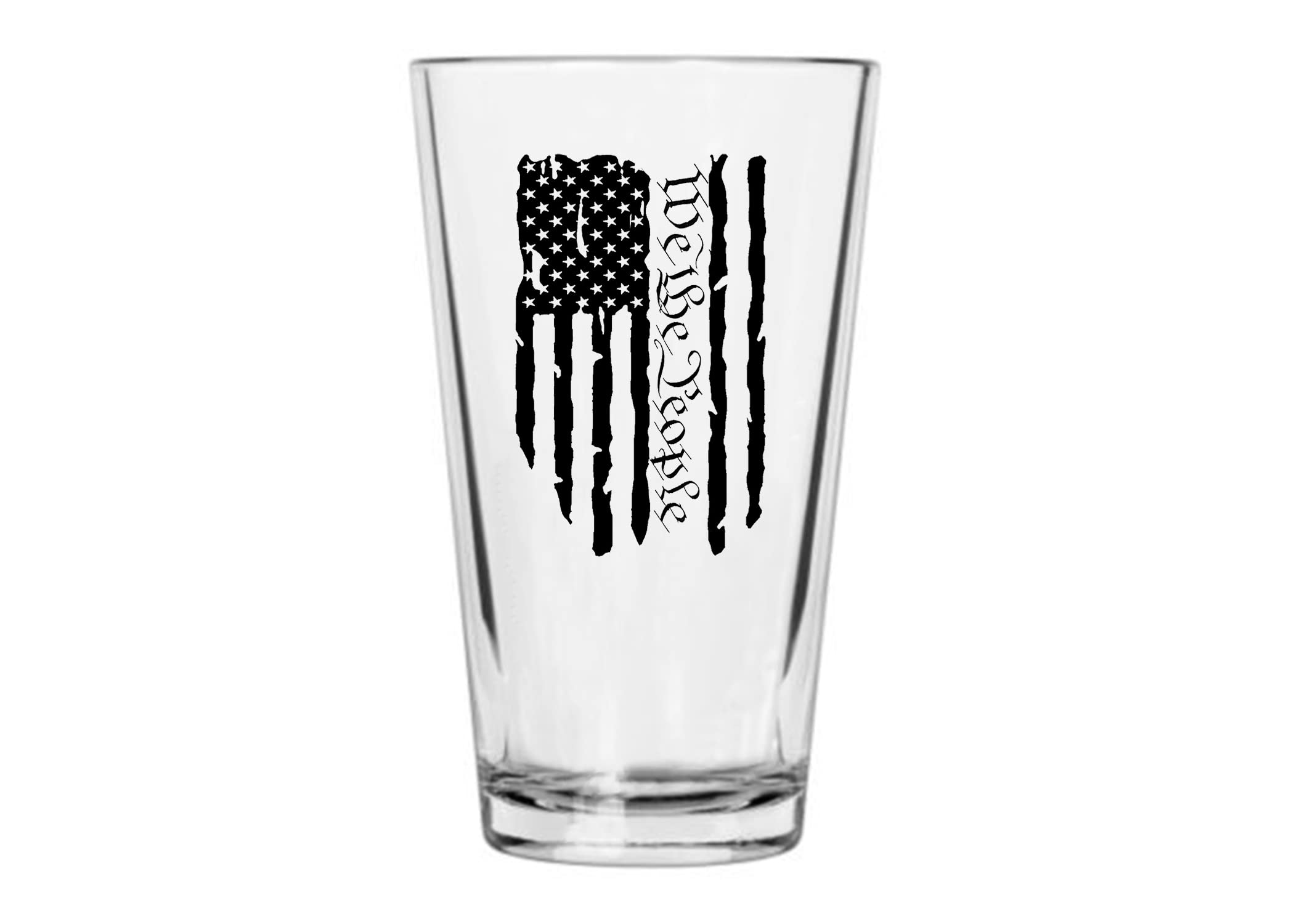 Rogue River Tactical USA Constitution We The People Flag Patriotic Glass Drinking Cup Pint 16oz Pub Gift For Any Patriotic American USA Flag