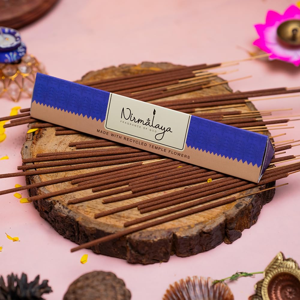 Nirmalaya Premium Patchouli Incense Sticks | Pack of 40 Sticks | 100% Natural & Charcoal-Free | Luxury, Hancrafted Organic Agarbatti for Pooja, Meditation, Yoga and Aromatherapy