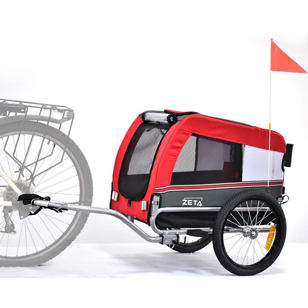 PAPILIOSHOP Zeta - Remolque para el transporte en bicicleta de tu perro, cochecito para mascotas en 3 tallas (S-rojo)