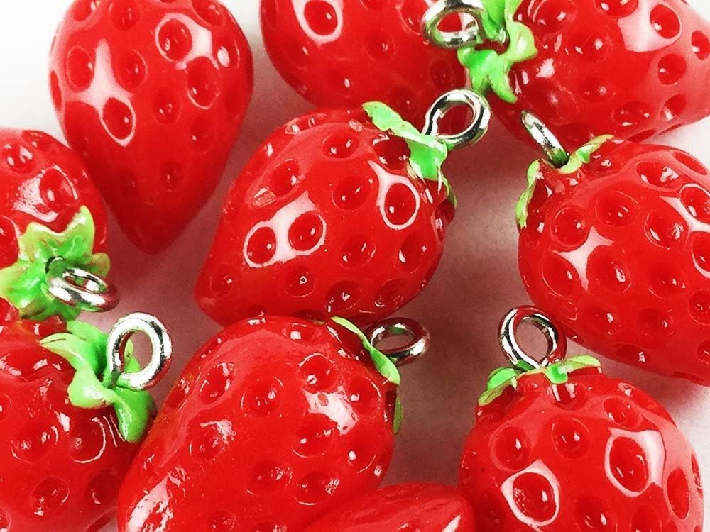 Amazon | チャーム フルーツ イチゴ 10個 17mmx12mm 苺 いちご  