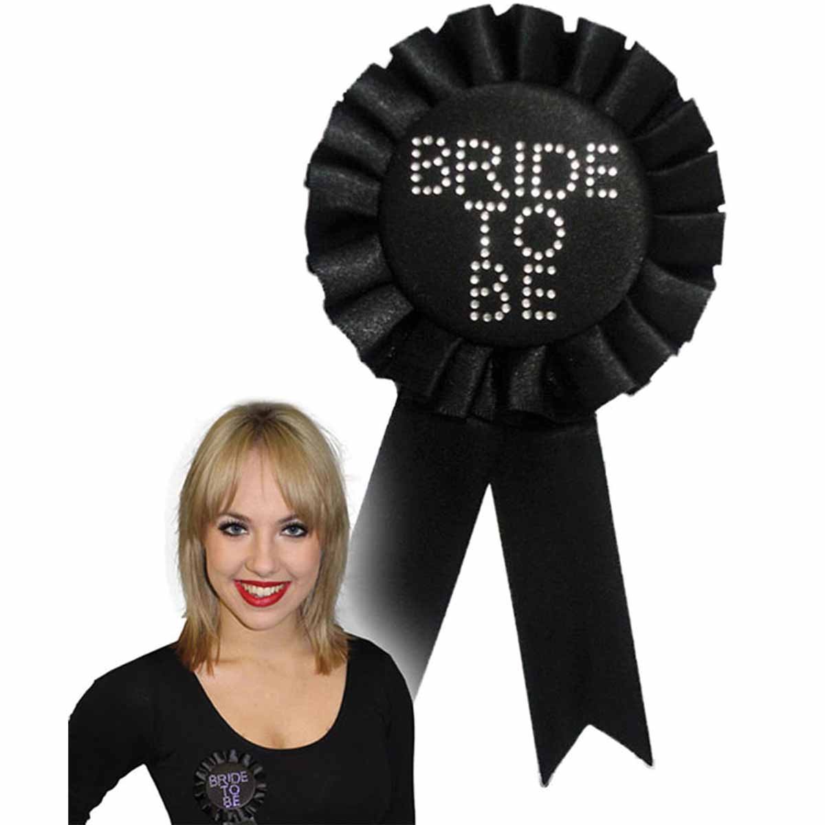 Alandra Party ROS-BTB-B Bride to Be Rosette with Stones, Black