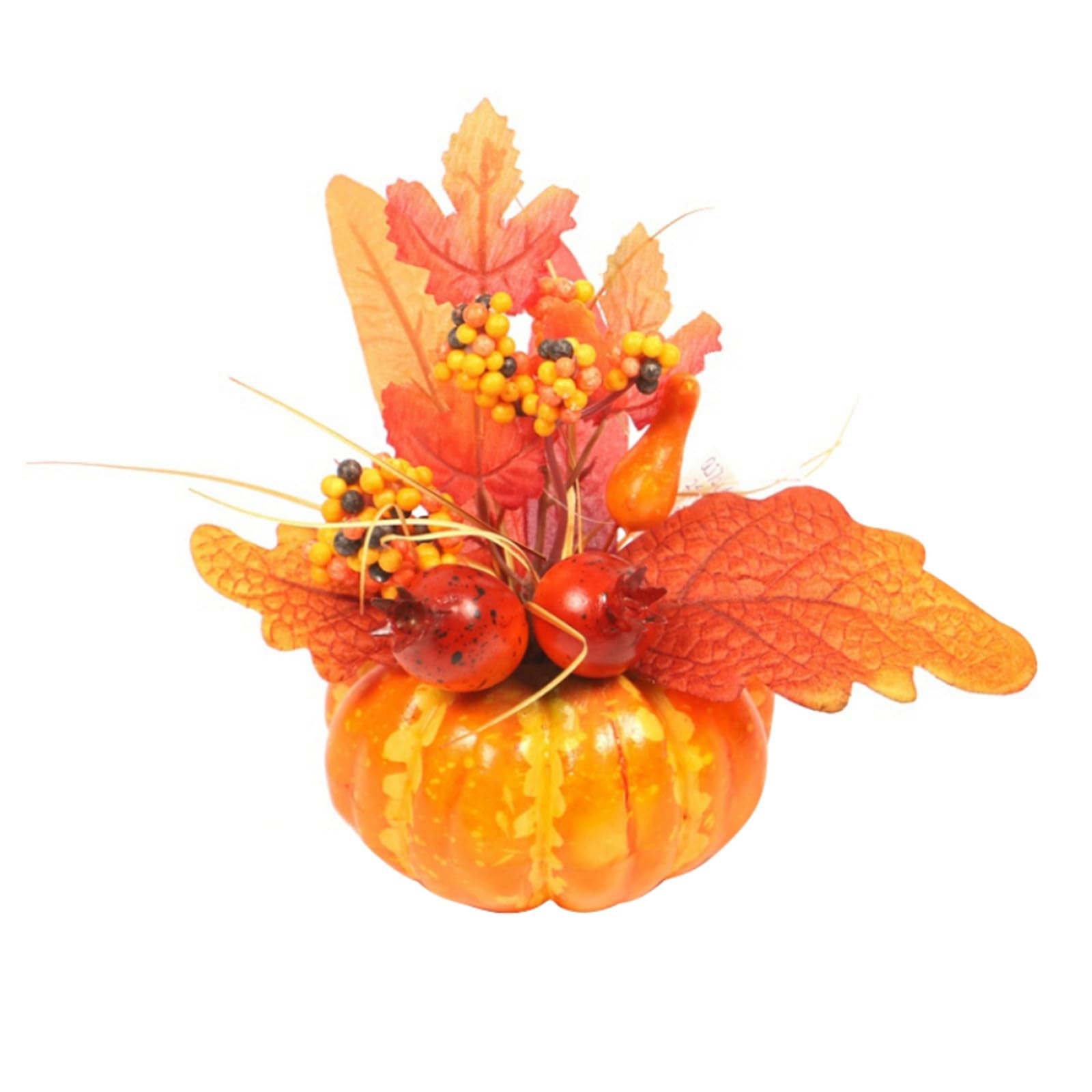 Maritown Style1 Halloween Decoration Artificial Pumpkin Maple Leaf Flowers Orange Ornament Bonsai Table Centerpiece Props For Halloween Thanksgiving Autumn Fall Decoration