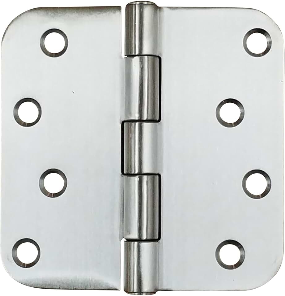 Hinge Outlet 316 Marine Grade Stainless Steel Door Hinges, 4 Inch with 5/8 Inch Radius, Non-Removable Pin, Highly Rust Resistant - 3 Pack