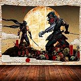 UHOMETAP Japanese Samurai Tapestery Wall Hanging 80x60 Inches Japan Warrior Home Decor Tapestries fo