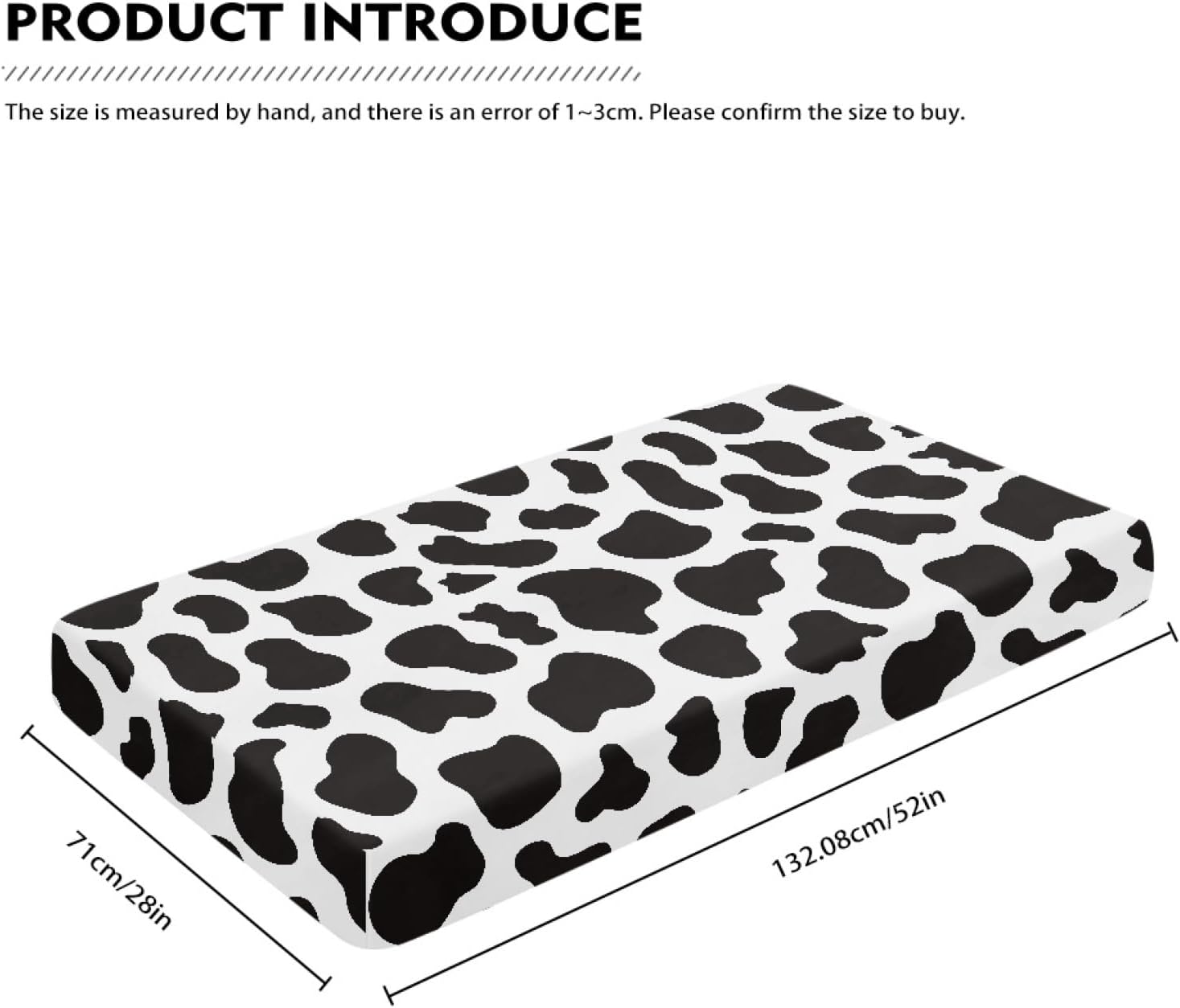 Cow Pattern Fitted Crib Sheet Black White Cowhide Baby Crib Sheet Fit Standard Crib and Toddler Mattress,Crib Mattress Sheets for Boys Girls 28"x52"