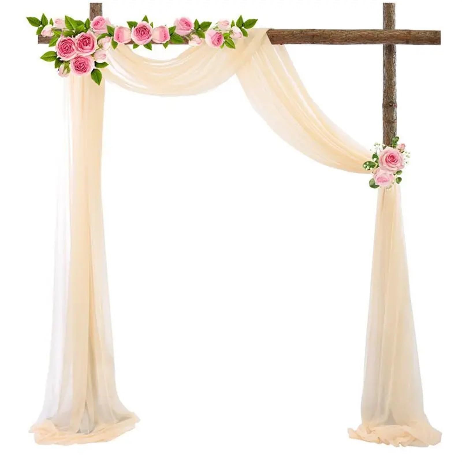 Drapage d'arc de mariage en mousseline premium abricot pour cérémonie raffinée
