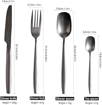 Luxury Silverware Flatware Set, 24/32/40/48 Pieces Creative Knife Fork and Spoon Set, Silver Gold Stainless Steel Steak Knives Tea Spoons for Home Kitchen Gift