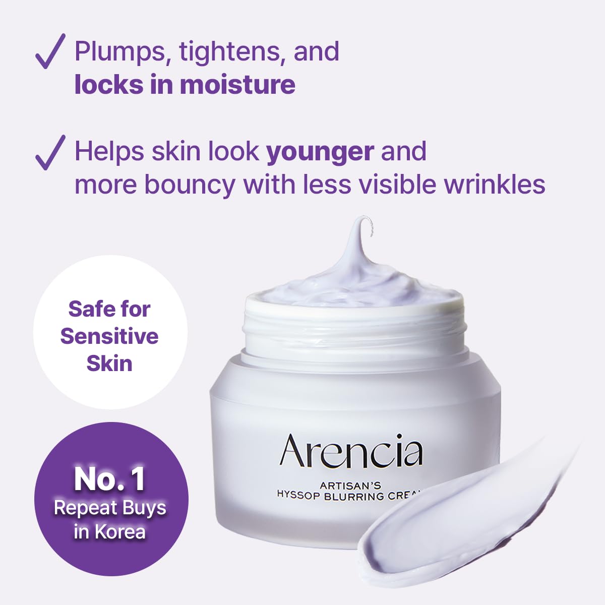 ARENCIA Hyssop Blurring Cream, Intense Collagen Face Moisturizer & Night Repair Cream for Anti-Aging, Nourishing Skin Barrier, Premium Korean Skincare, 1oz - Image 4