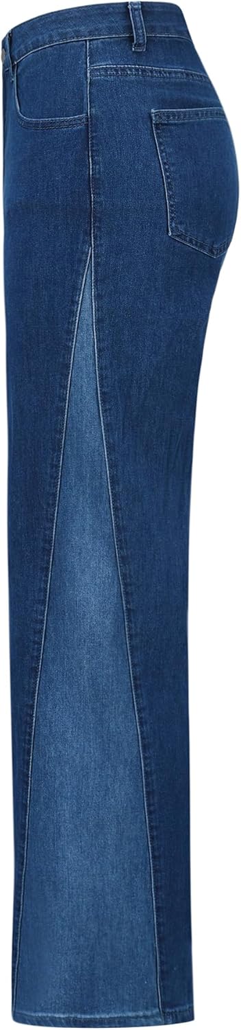 THUNDER STAR Womens High Waisted Wide Leg Jeans Stretchy Distressed Denim Pants - Image 3
