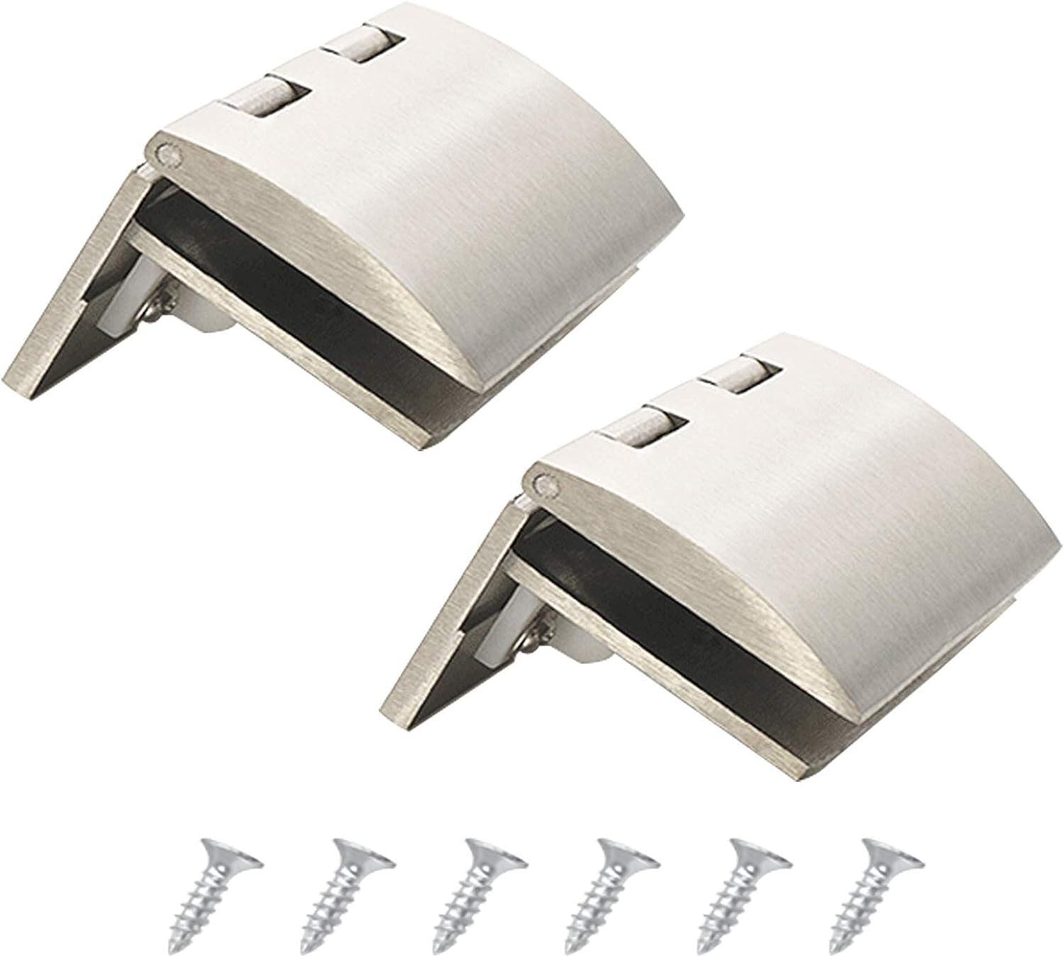 Jfgctyhxy One Color Glass Door Hinges, 2Pcs Glass Zinc Alloy Half Overlay Pivot Hinges 90 Degree For 8-10Mm Rimless Cabinet Door