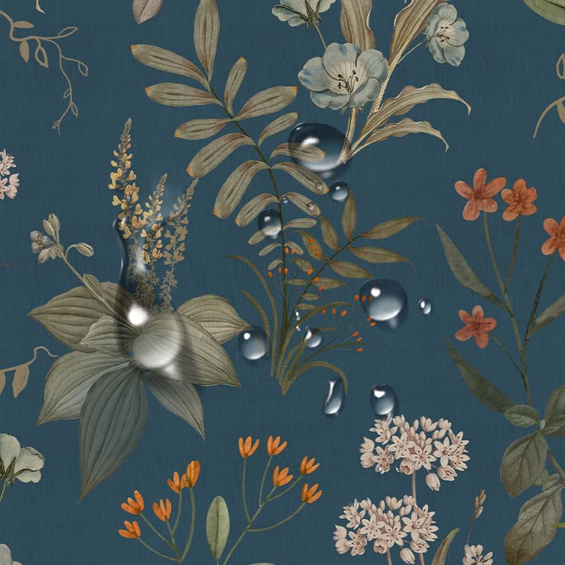 Miniatura 7 de KaneMochi Papel tapiz floral para despegar y pegar, papel de contacto de flores de 17.7 x 473 pulgadas, papel tapiz autoadhesivo botánico para