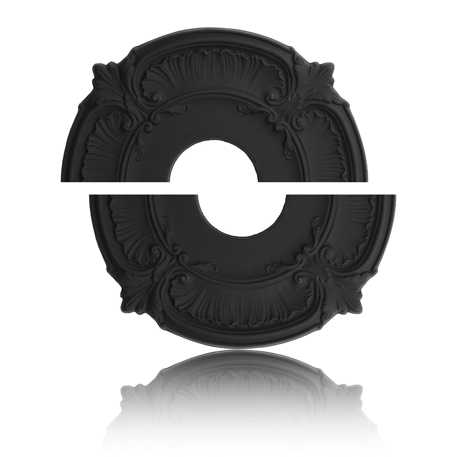 INCREWAY1Pack Black Split Lighting PU Ceiling Medallion Home for Light Fixtures Ceiling Light Trim, 12 Inch OD x 3.5 Inch ID