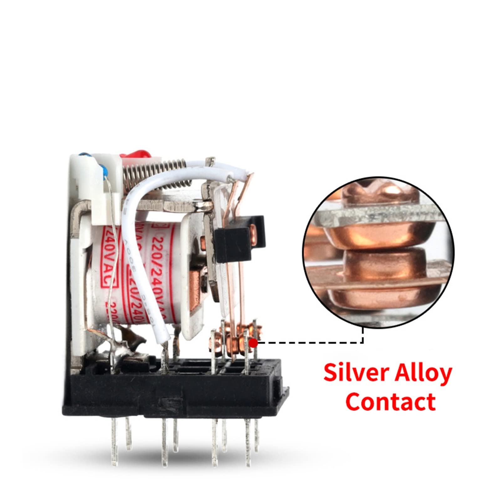 Relais 12V CA/CC LY2NJ – DPDT 8 Broches, Avec Base, Pour Applications Industrielles Et Domestiques