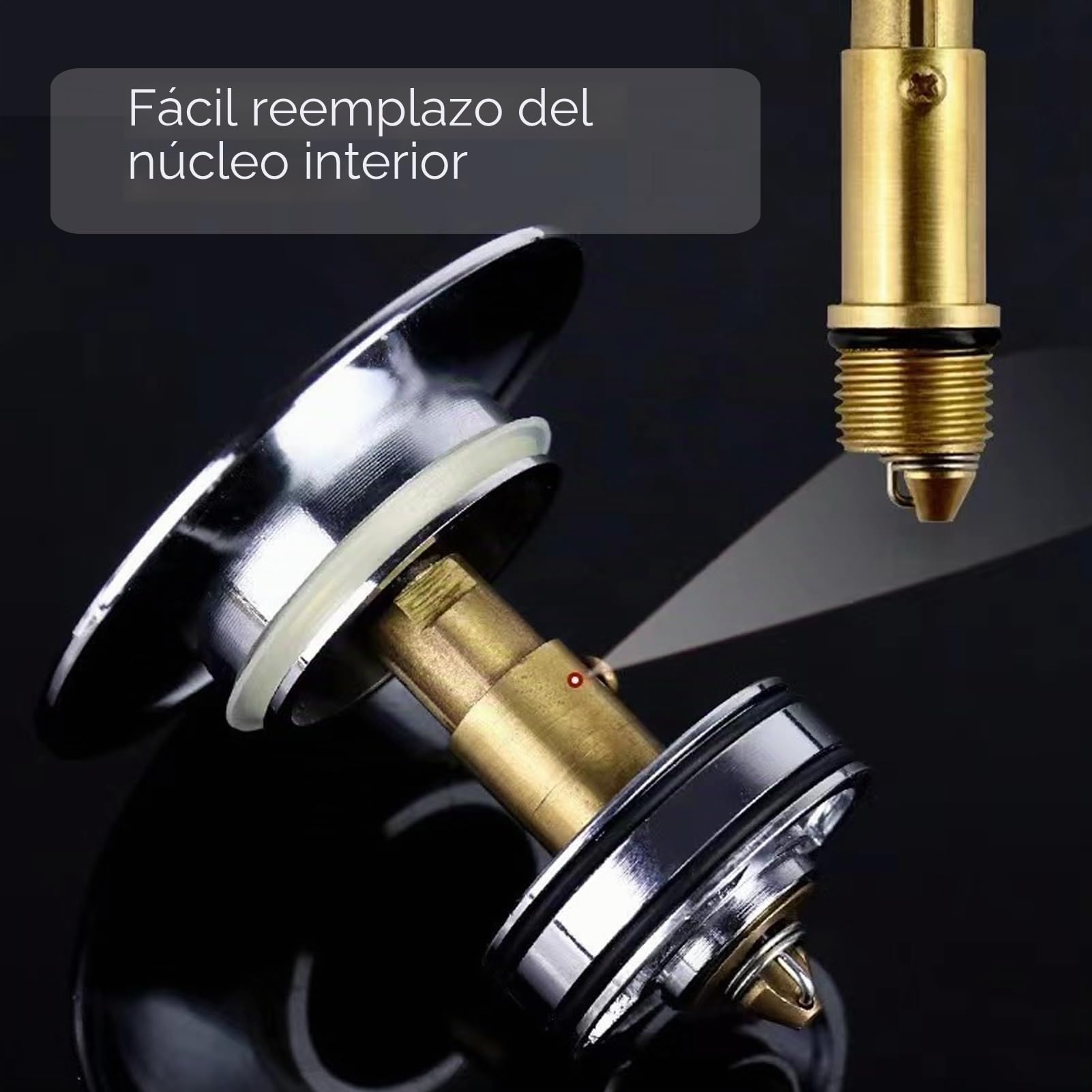 2 Piezas latón de Recambio para desagüe de Lavabo,tapon Lavabo Click clack,Tornillo de Tapón con Mecanismo de Resorte para Fregadero,Repuesto Lavabo y Bañera