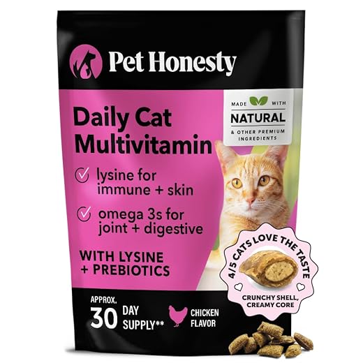 Pet Honesty Cat Multivitamin Chews - Cat Treats for Health + Immune, Cat Joint Support, Skin & Coat, and Digestion | Omega 3s, Lysine for Cats, Cat Probiotic, Cat Vitamins - Chicken (30-Day Supply)