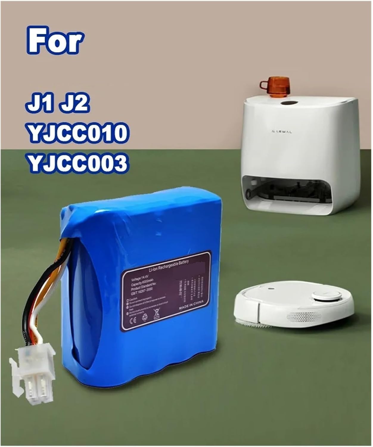 Replacement Battery Compatible for Narwal J1 J2 T10 YJCC010 YJCC003 Robot Vacuum Cleaner Battery Pack, Capacity 6000mAh