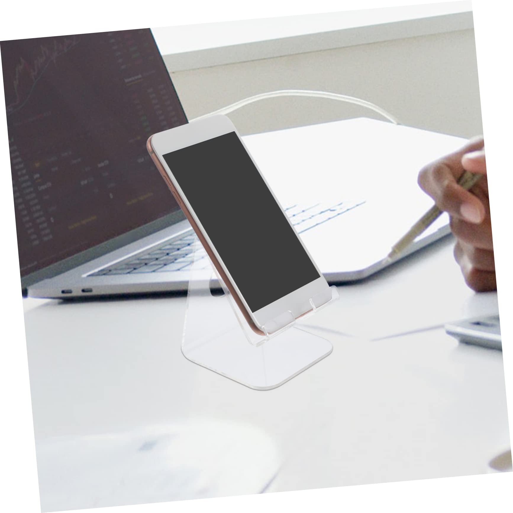 Operitacx 4pezzi Supporto Per Smartphone Trasparente Acrilico Elegante e Pratico Per Ufficio e Casa Porta Telefono Da Tavolo Per Vetrine e Organizzazione