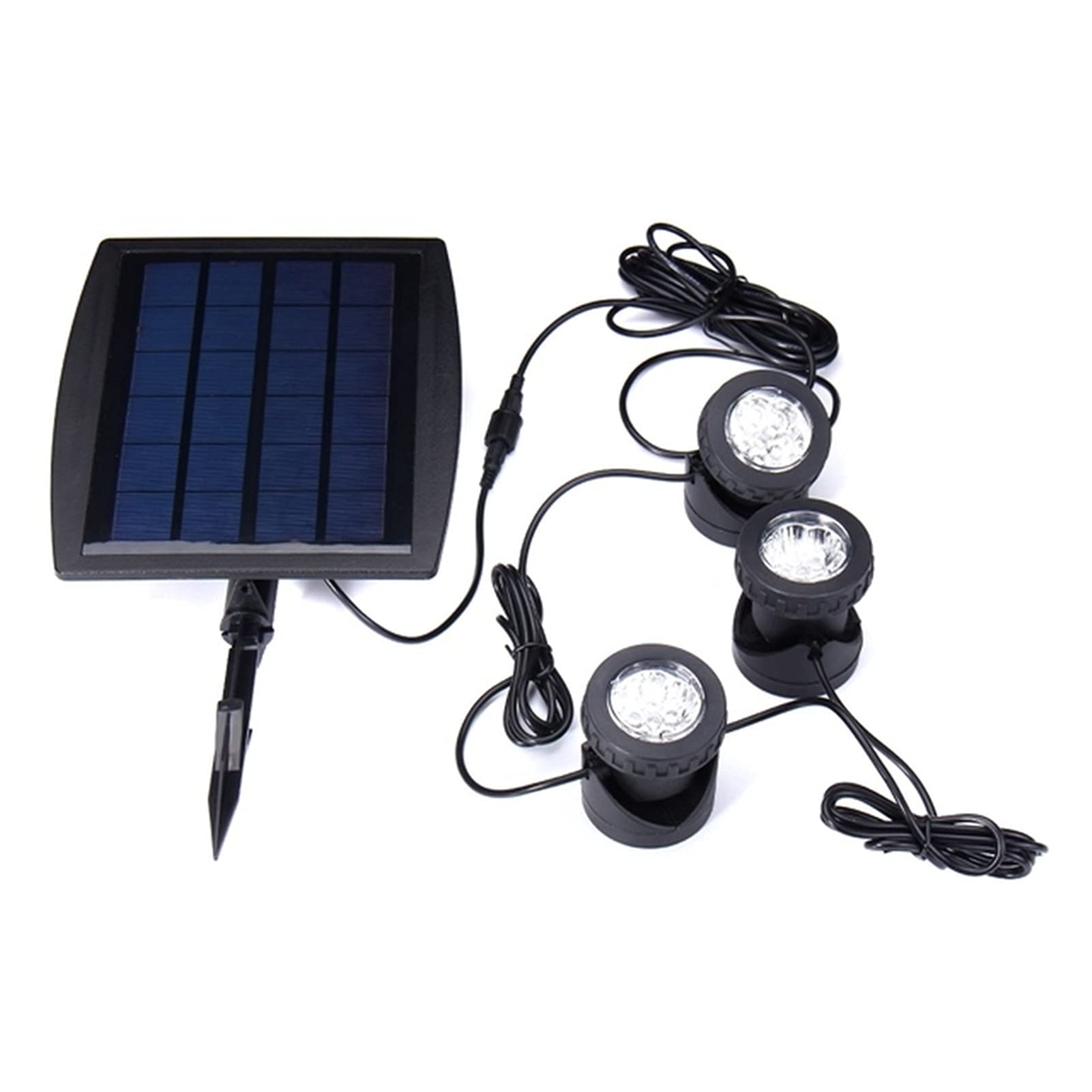 Oświetlenie basenowe LED, 1 zestaw 18. DOPROWADZIŁO Słoneczne zasilane z 3 lampami Lampki projekcyjne Podwodne światła do ogrodu basenu Pond na zewnątrz do stawów(Cold White)