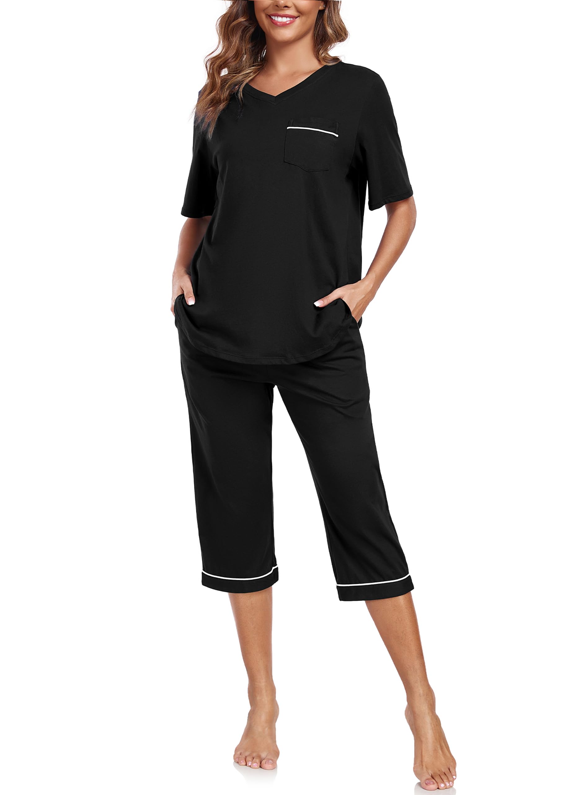 EA'S SECRET Herren-Pyjama-Set aus 100% Baumwolle, kurzärmeli