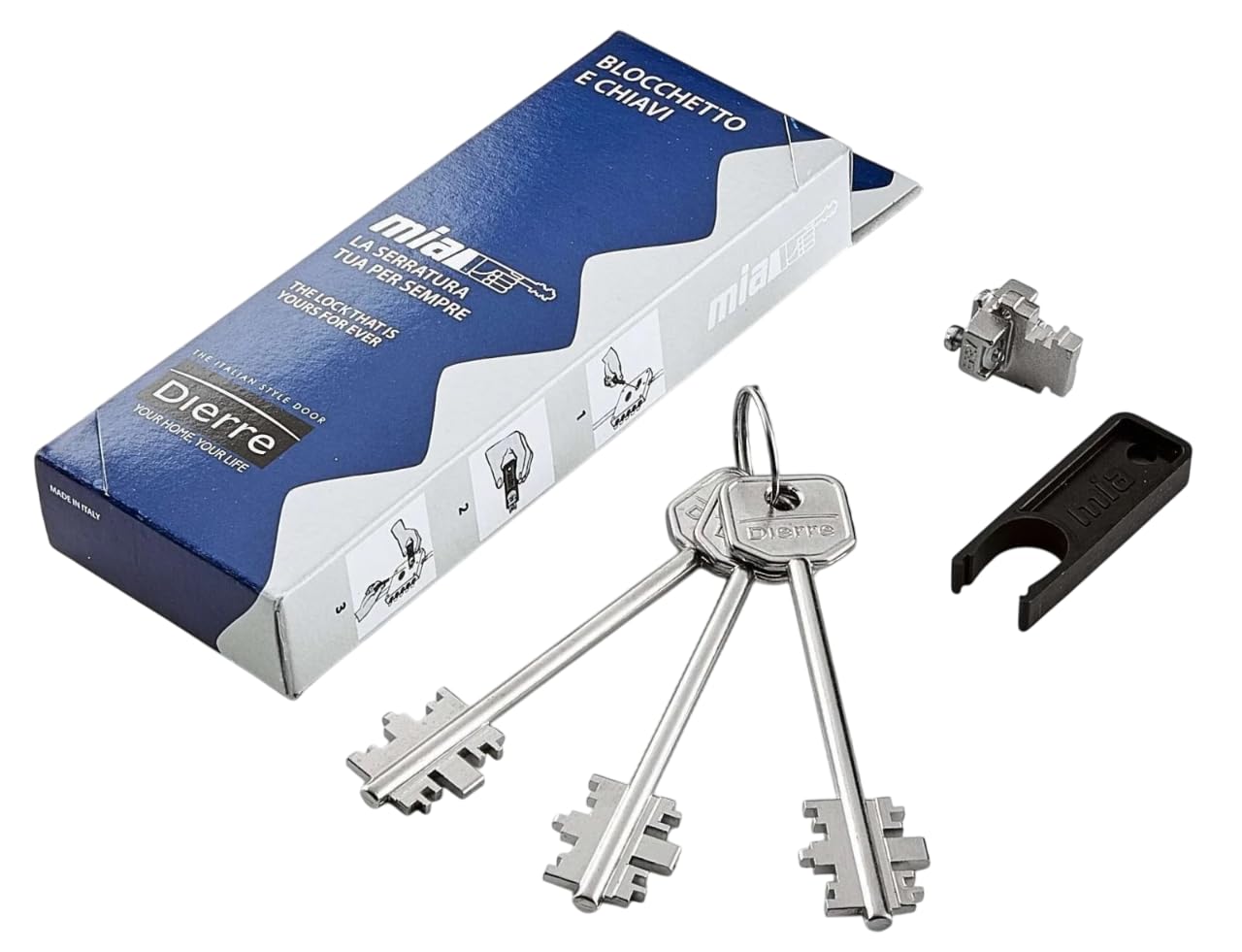 Blocchetto Universale MIA Per Porte Blindate Dierre | 3 Chiavi Diritte 92/116 mm | Ricambio Originale Sicurezza Garantita (3 Chiavi Corte 92mm)