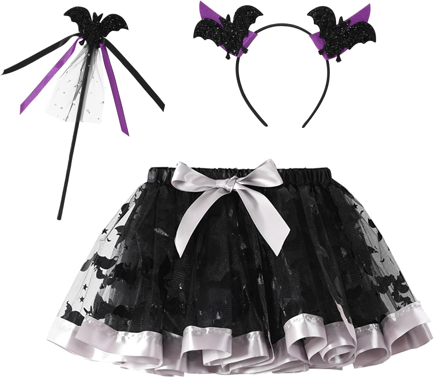 Happy Cherry Girls Halloween Tutu Skirts Elastic Layered Tulle Performance Costume Birthday Princess Tutus 3-8 Years