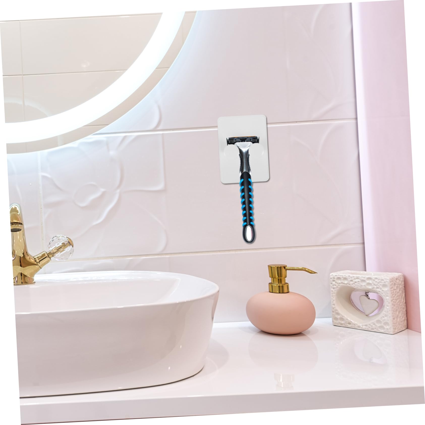 FOMIYES 4pcs Shaver Storage Rack Razor Holder Stand Wall Mount for Bathroom Abs Material White